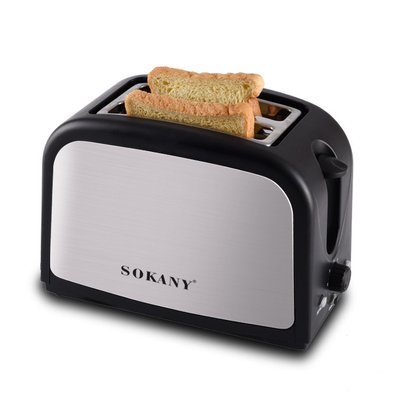 Тостер для хліба 7 температурних режимів на 2 скибочки з підігрівом 800 Вт Sokany HJT-008s HJT008SBST фото