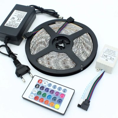 Світлодіодна стрічка з пультом 5 м водостійка LED світлодіодна 3258RGB фото